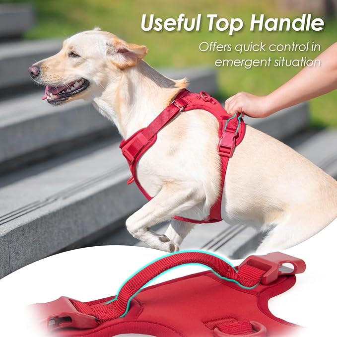 No Pull Dog Harness, Puppy Vest with Front Clip for Small Medium Large Sized Dog(Burgundy Red,L)