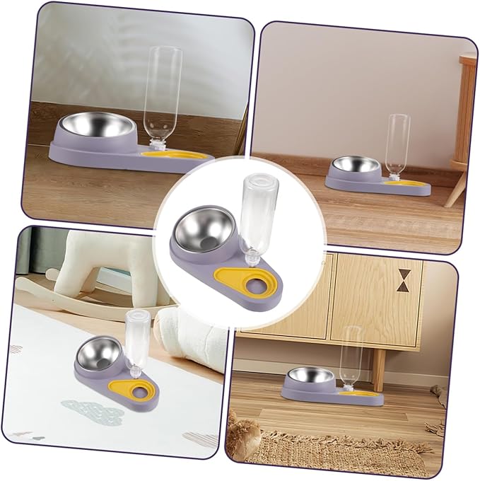 POPETPOP Automatic PET Feeder and Water Dispenser Detachable Dog and Cat Bowls Spill Design 2-in-1 Feeding Station for Dogs and Cats Plastic