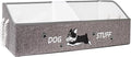 Large Dog Toy Basket with Handles, 28.5" Collapsible Multi-Purpose Hard Board Dog Toy box, Clothes, Dog toy storage (Grey,Cream)