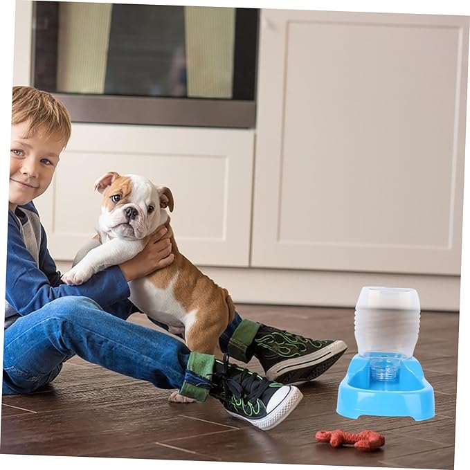 POPETPOP Creative Water Feeder Bowl Blue Water Dispenser for Dogs and Puppies Automatic Design Stable Easy for Home Shops