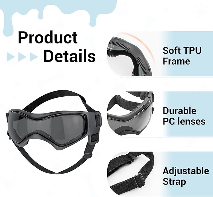 PETLESO Dog Goggles for Small Dogs with Helmet, 2PCS Doggy Sunglasses and Pet Motorcycle Helmet Set for Small Medium Breed Outdoor Driving Walking, Black