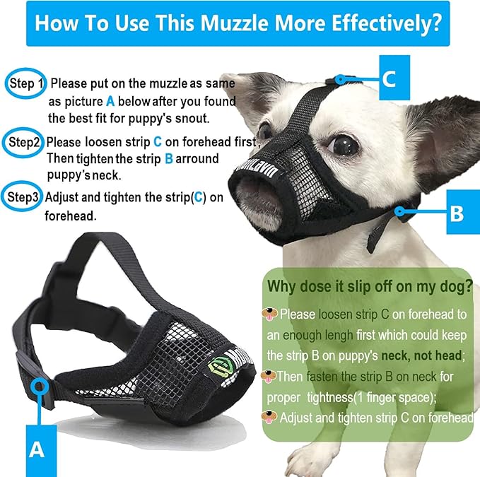 Dog Muzzle for Small Dogs XS for Grooming Barking Chewing, Barkless Soft Mesh Muzzles to Prevent Eating Poops,Best for Aggressive Dogs (Breathable-Blue)