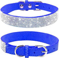 Rhinestone Dog Collar, Cute Dazzling Sparkling Soft Suede Leather Dog Cat Rhinestone Collar Crystal Diamond Pet Dog Puppy Collar (XS, Dark Blue)