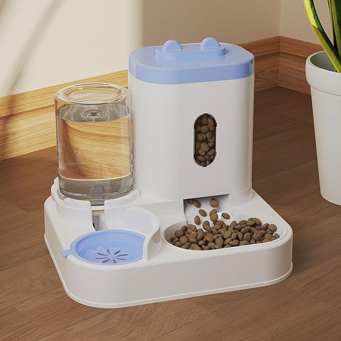 Large Dog Bowl Cats Food Bowls 2 in 1 Pet Feeders with Water Fountain Feeder and Waterer Food Container Supplies Food Dispenser Automatic
