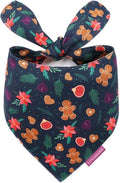 LunaMarie - Luxury Pet Birthday Bandanas -Premium & Silky Poly Fabric | 100% Handmade | Custom Shape Dual Layered (Gingerbread & Figs, Medium)