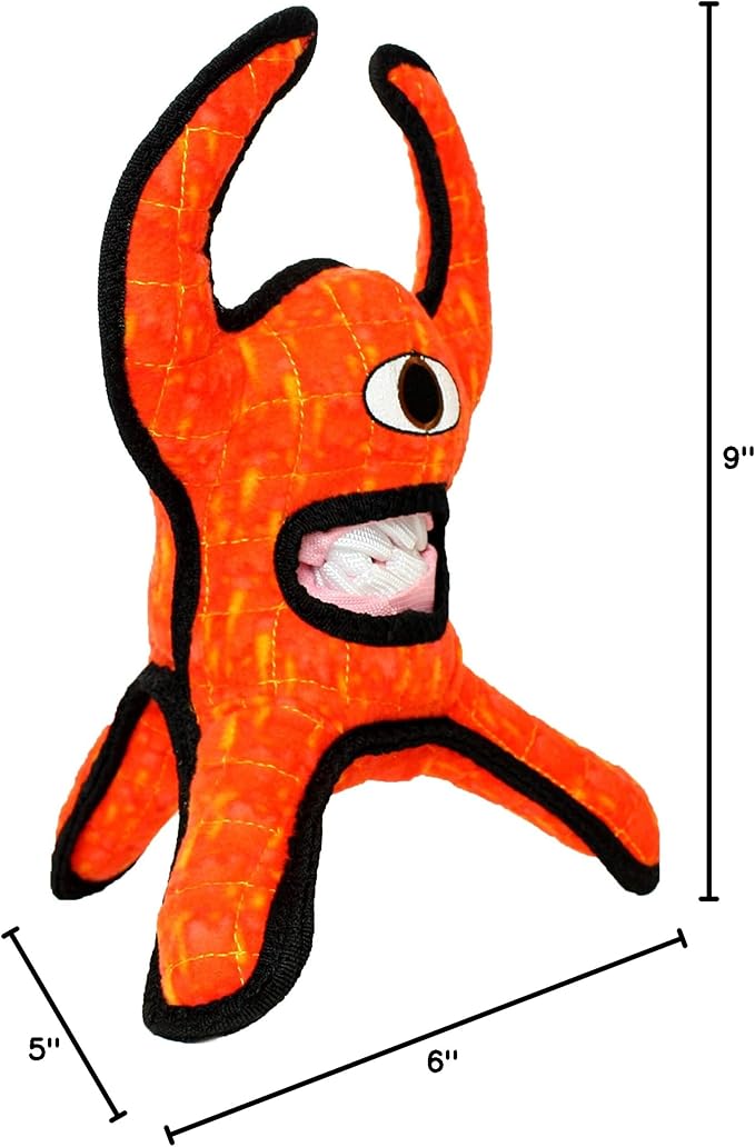 TUFFY® - World's Tuffest Soft Dog Toy - Alien - Multiple Layers. Made Durable, Strong & Tough. Interactive Play (Tug, Toss & Fetch). Machine Washable & Floats. (Red, Large 2 Pack)