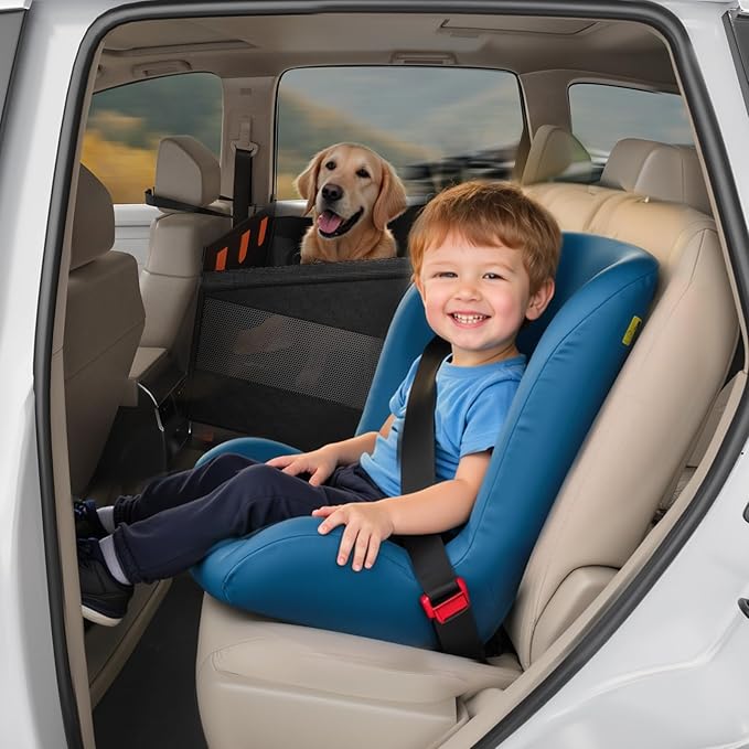 Large Dog Car Seat, Hard Bottom Car Seats Cover for Dogs, Waterproof Non-Slip Foldable Back Seat Extender for Medium to Large Size Dog, Backseat Cover for Dogs in Vehicle SUV Truck, Black L