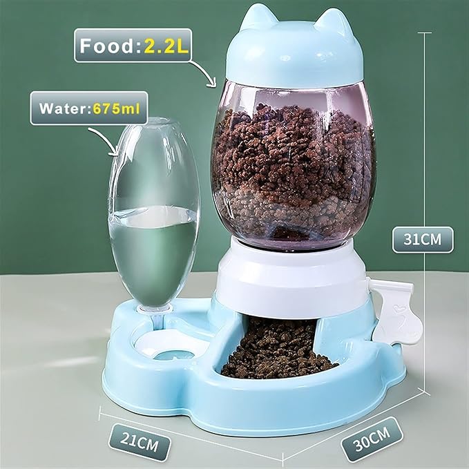 Massage cushion 2.2L Pet Water Dispenser Cat Automatic Feeder Plastic Dog Water Bottle Food Water Pet Feeding Bowl Drinking Feeder Device (Color : Grey1) (Blue1)