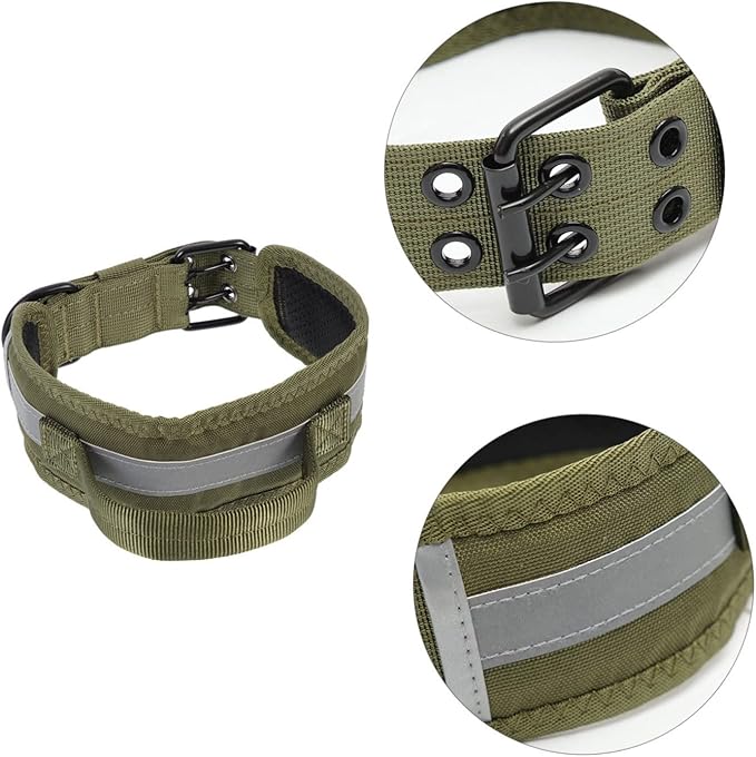 Heavy Duty Adjustable Dog Collar Reflective Stripes Comfortable Pet Accessory for Dogs for Outdoor Use Handle