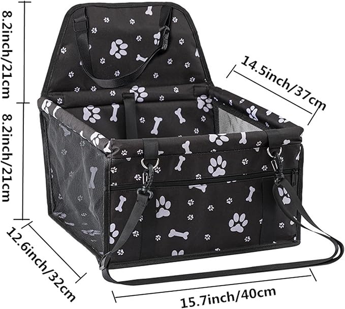 ASkinds Dog Car Seat Puppy Portable Pet Booster Car Seat, Pet Car Seat Bag Elevated Car Seat for Small to Medium Dogs Cats Pets(Black)