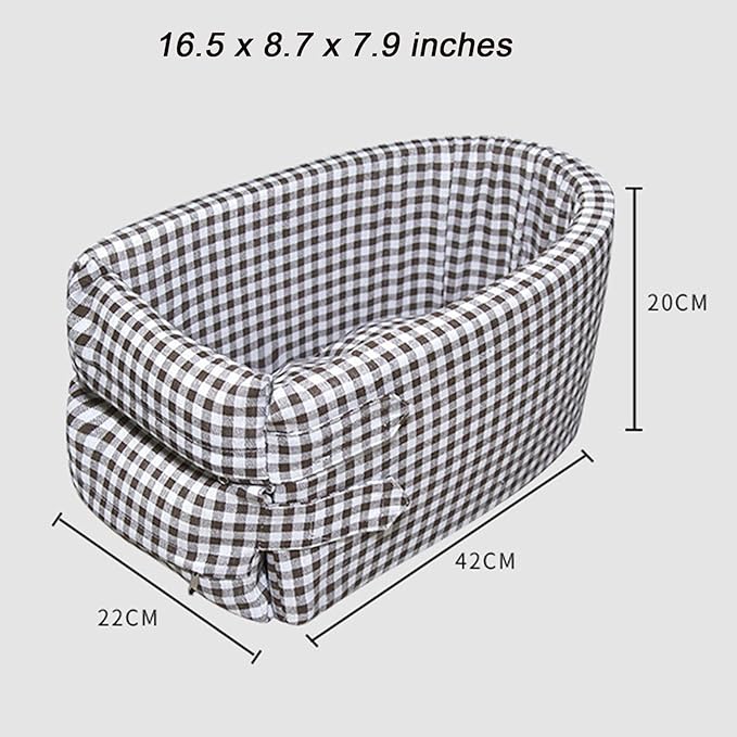 Dog Booster Car Seat on Car Armrest Travel Bags for Cats Dogs with Easy Carrying Strap Dog Travel Car Carrier with Safety Tethers Console Car Seat for Dogs