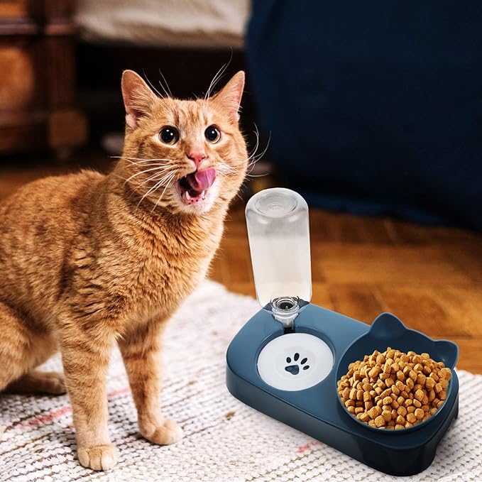 POPETPOP 1set Automatic Pet Feeding Bowl Non- Base and Water Dispenser for Dogs and Cats Neck Design Easy to Observe Water Volume for Indoor and Outdoor Use