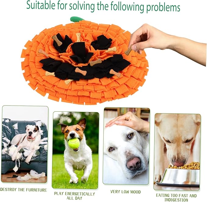 Pumpkin Shape Snuffle Mat for Dogs Licking Mental Stimulation Toy Orange 1pc