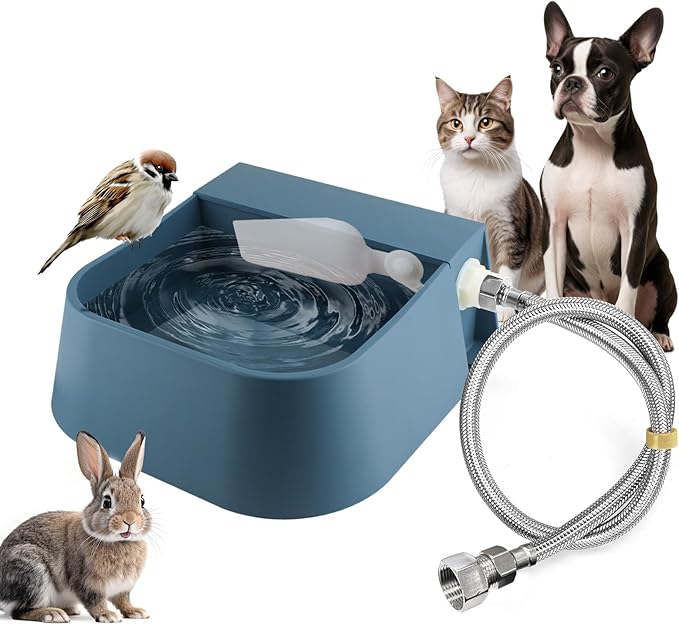 Lesypet Dog Automatic Waterer 67 OZ(2L) Auto Fill Water Bowl with Water Hose for Chicken Livestock Animal, Blue