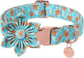 Christmas Dog Collar with Flower,Adjustable Gingerbread Pet Collar,Chriatmas Puppy Flower Collar for Small Medium Large Dogs,L,Neck 16-24in