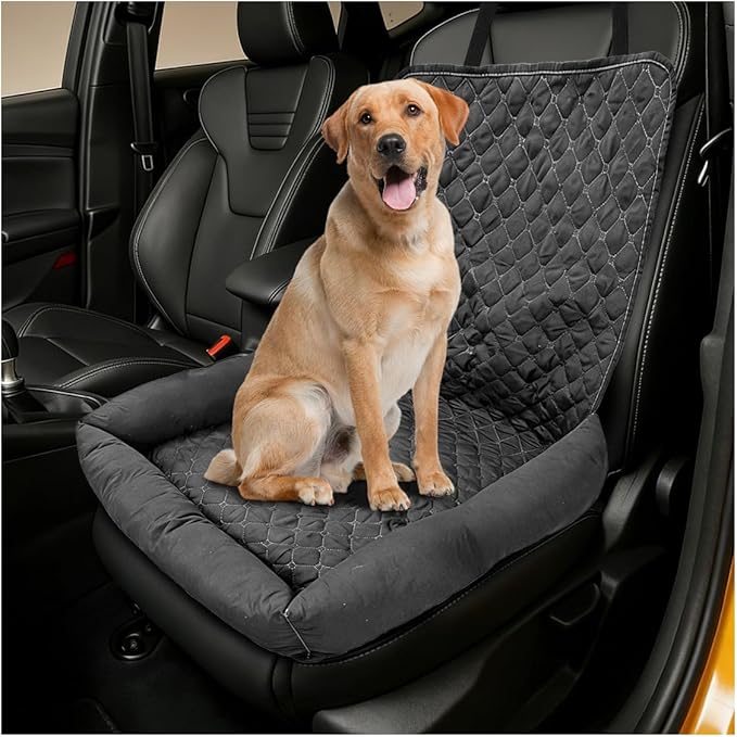 Dog Car Seat, Waterproof Pet Auto Safety Front Seat Cushion, Soft Multifunctional Puppy Car Seats Cover, Universal Washable Vehicle Travel Accessories for Small to Medium Dogs (Gray)
