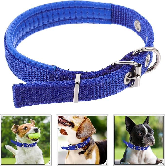 Adjustable Pet Collar with Alloy Buckle Soft Polyester Dog Collar for Small to Medium Dogs Outdoor Use in Royal Blue