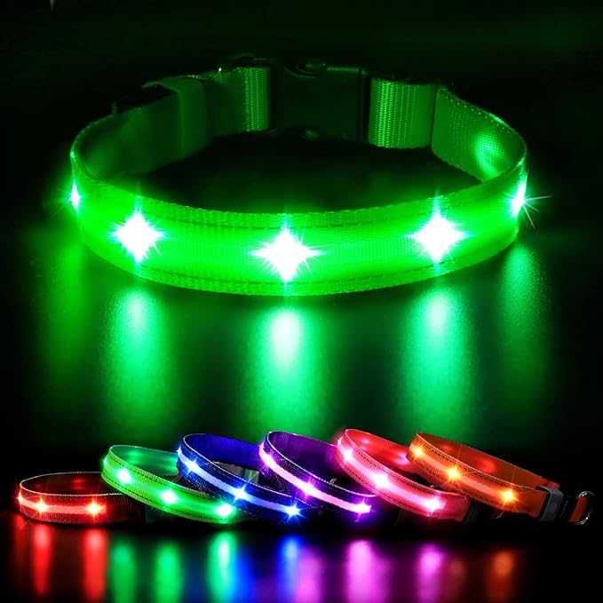 MASBRILL Led Dog Collar, Rechargeable Water-Resistant Night Safety Collar