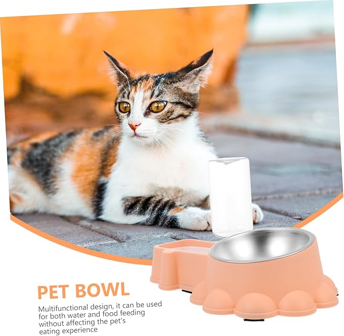 SUPVOX Multifunctional Pet Feeder Bowl Water Dispenser Stainless Steel Automatic Dog Food and Water Container for Home Use for Cats and Dogs Orange