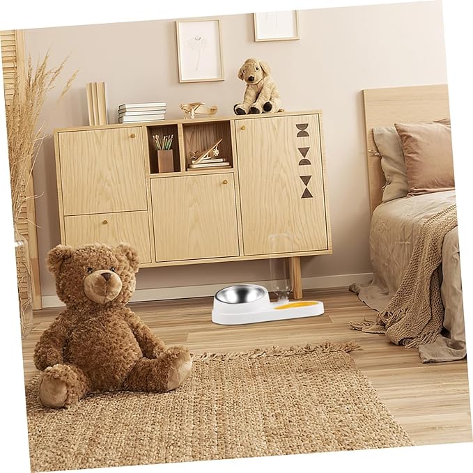 BESPORTBLE Automatic Pet Food and Water Dispenser Bowl for Dogs and Cats Lightweight Design Easy Clean Spill Pet Feeding White