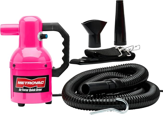 METROVAC Quick Draw Compact Pet Dryer - Dog Grooming Vacuum - Hot Pink & Variable Speed