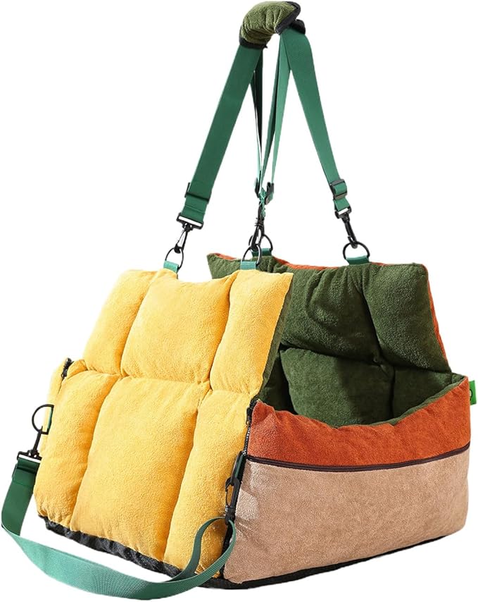 Puppy Car Seat - with Pockets and Seatbelt Soft 2-in-1 Pet Bed | Dog Bag Carrier - for Truck SUV Back Front Road Trip Daily Commute Puppy Indoor Golf Cart Outing Shopping Public