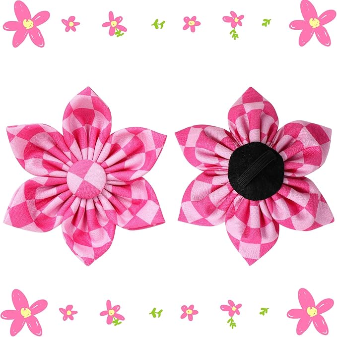 Dog Collar with Flower, UP URARA PUP Cute Pink Dog Bowtie Collar, Detachable Flower Bow Puppy Collar with Metal Buckle for Dogs,S