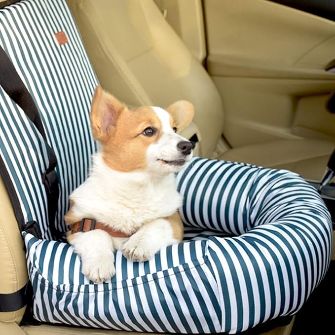 Dog Bed Dog Car Seat Puppy Pet Car Booster Seat,Detachable Non-Slip Dog Travel Car Carrier Bed with Clip-On Safety Leash,Removable Washable Cover for Small and Medium Pets