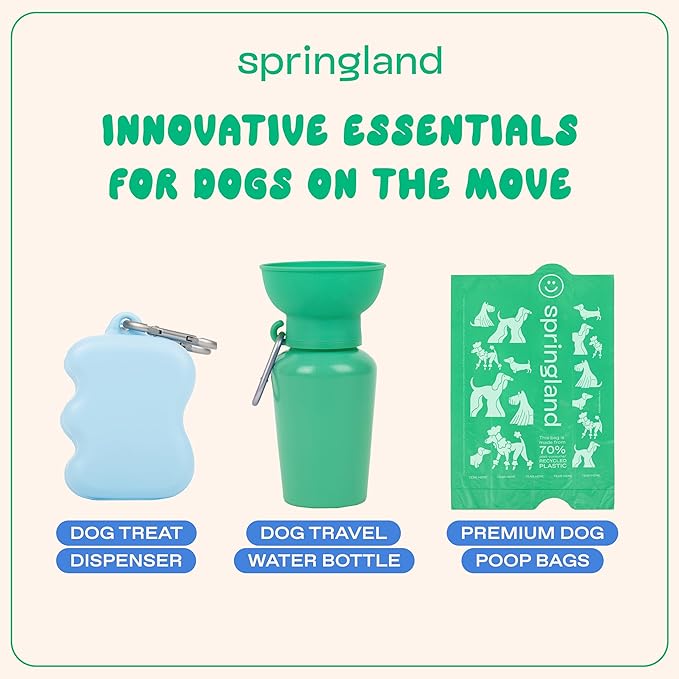 Springer Dog Treat Pouch for Effort-Free Squeeze Dispensing - Easy-Fill, Food-Grade Silicone Treat Pouches for Pet Training - Includes Carabiner-Sky Blue