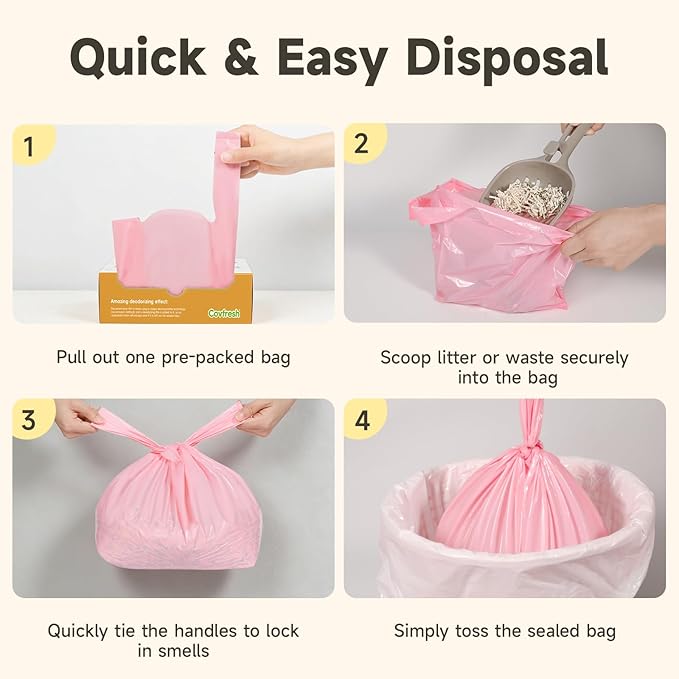 Odor-Sealing Dog Poop Bags with Handles 160 Count Pet Waste Bags, Large Capacity & Unscented Poop Bags for Dogs or Cat Litter, Conceals Smell & Mess (White)