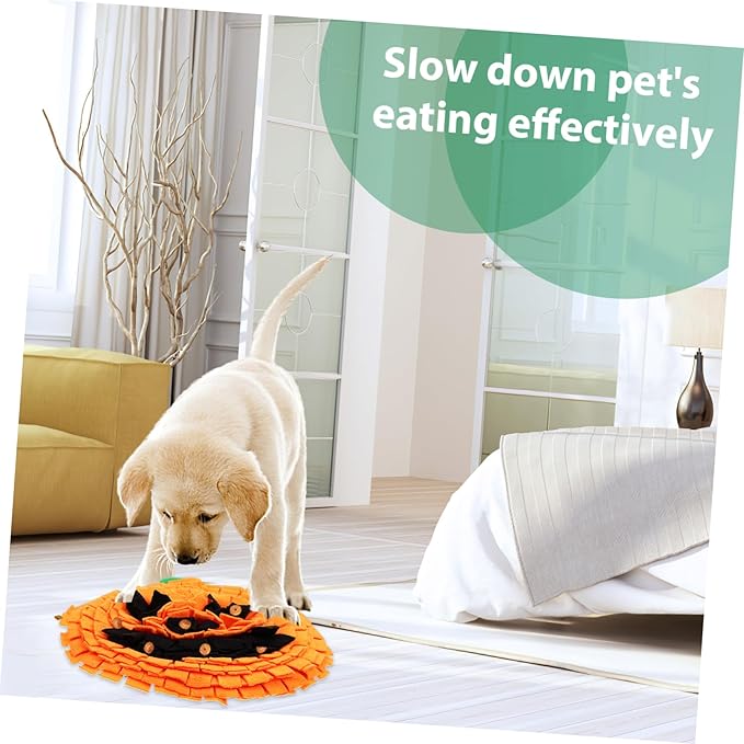 Pumpkin Snuffle Mat for Dogs Interactive Dog Puzzle Mat for Mental Slow Feeding Toy Bright Foraging Skills for All Breeds