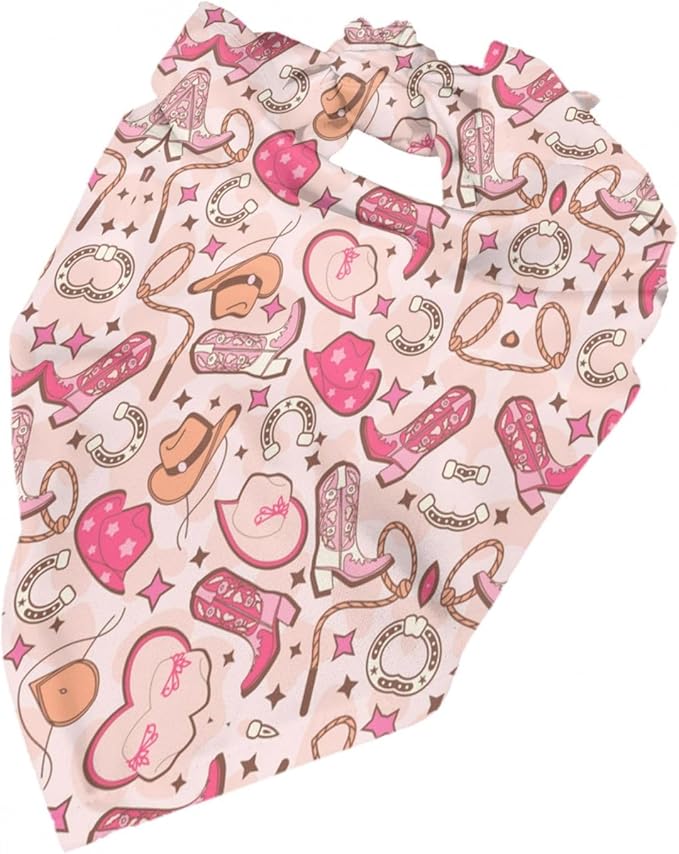 Western Dog Bandanas, Cartoon Cowboy Dog Scarf, Accessories Puppy Kitten Party Festival and Daily Wearing,West Cowboy Accessories Party Cosplay (Pink)