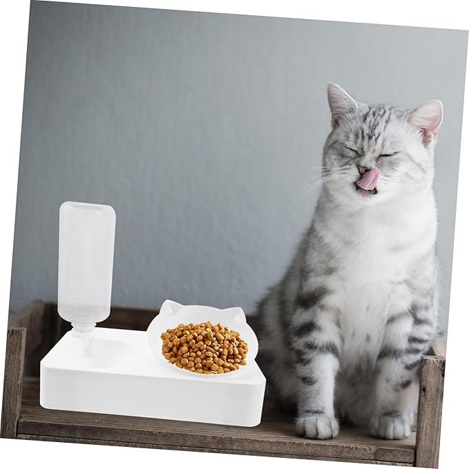 POPETPOP Pet Automatic Water Dispenser with Capacity Tilted Slow Feed Bowl Durable Material for Dogs and Cats Easy to Clean Waterer
