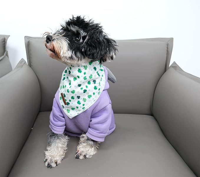 St. Patrick's Dog Bandana, Shamrock Triangle Bid Scarf for Medium Large Dogs, Cotton Kerchief for Girl Boy Puppies, Cute Spring Green Bandana