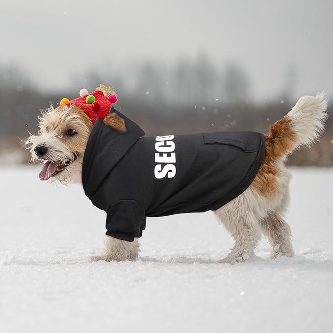Dog Sweaters for Small Dogs Security Sweater Soft Brushed Fleece Pet Clothes Dog Hoodie Sweatshirt with Pocket(XS)