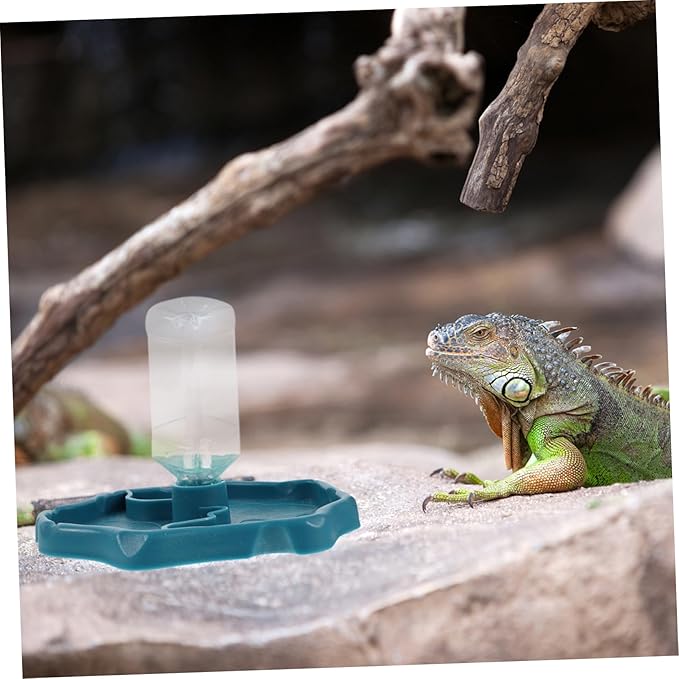 Happyyami Automatic Water Feeder for Dogs Cats Reptile Tank Pet Fountain 2-in-1 Water Dish Food Plate