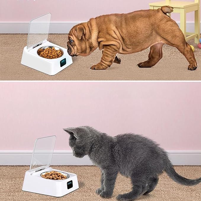 Automatic Pet Feeder,Stainless Steel Cat Feederwith Infrared Sensor Cover,Multifunctional Removable Pet Food Dispenser,Anti Food Grabing Smart Bowlfor Both Wet and Dry Food