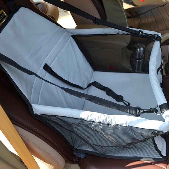 suyi Waterproof Breathable Pet Car Booster Seat Portable Carrier Bag Safe Travel Dog Cat Carrier Car Protector Mat Cover Cushion,Gray Red