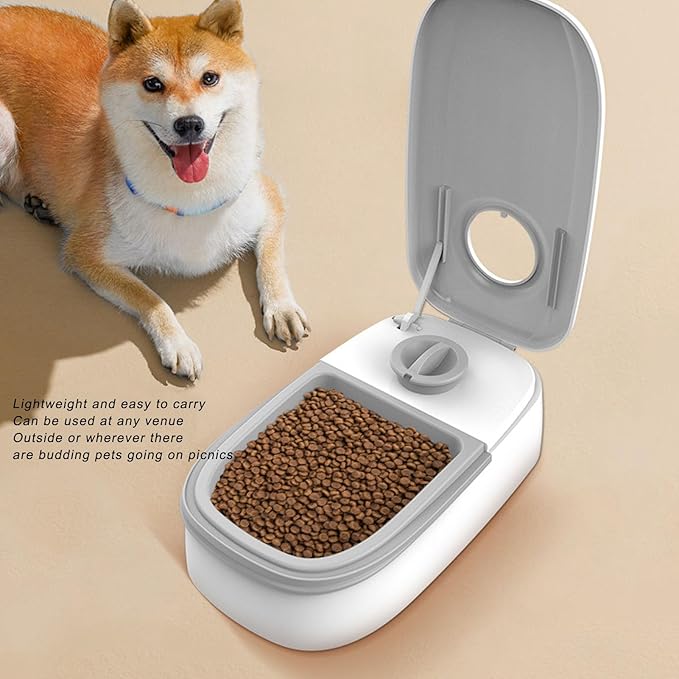 Automatic Cat Feeder, Single Meal Timed Pet Feeder 48 Hours Dry or Semi Moist Pet Food Dispenser with Ice Pack Space, Food Dispenser for Cats and Small Dogs (Gray)