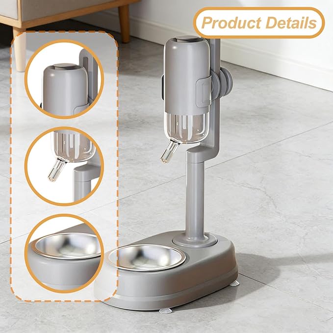 Freestanding Pet Water Dispenser, Automatic Feeder for Dogs and, Gray