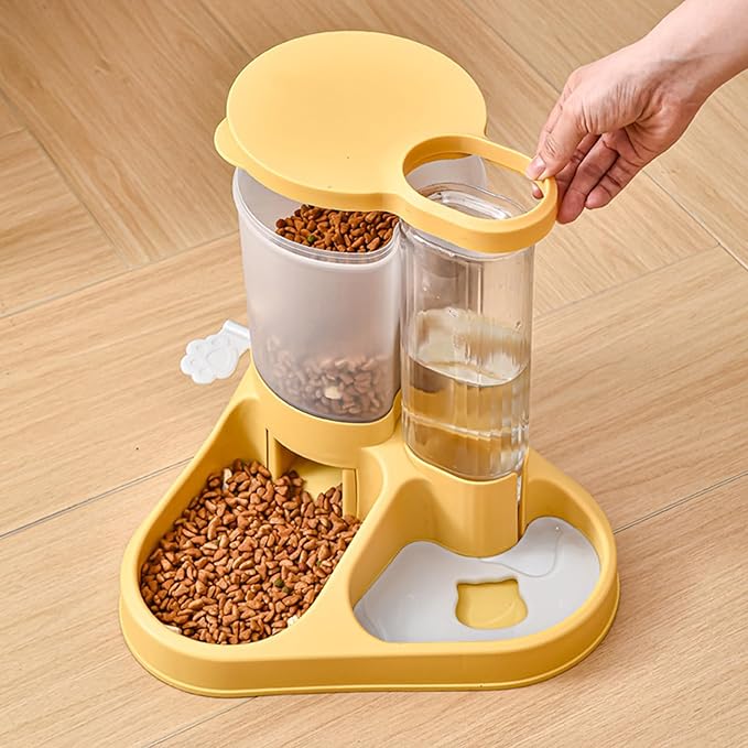 Automatic Dog Feeder Waterer, Food, Large Capacity Transparent with Slip Pad, Multipurpose Feeder for Dogs Puppies Cats, Includes Food Storage Compartment