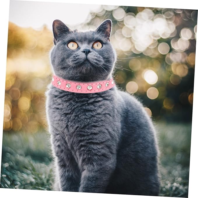 POPETPOP Adjustable Rhinestone Pet Collar for Dogs and Cats Pu Leather Design Comfortable and Stylish for Parties and Daily Wear