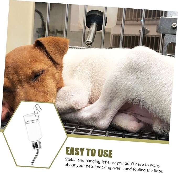 Automatic Pet Water Dispenser Small Transparent Hanging Bottle Pressure Resistant Dog Feeding Tool for Cage Wall Safe Odorless Material for Rabbits and Dogs