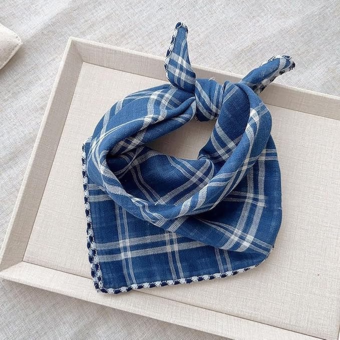 Double Layers Two Tones Dog Cotton Square Bandana Bibs Scarf Kerchief for Small Medium Dogs Boy or Girl - DCB15 B&W