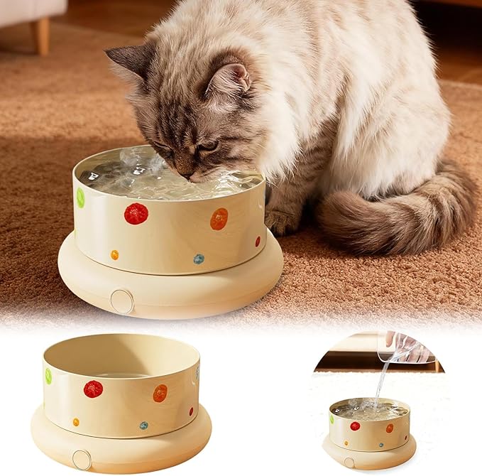 Temperature Control Heated Dog Bowl, Large Automatic Thermal Pet Food & Water Dish Heater for Winter, Safe for Cat Dorm Apartment Living Room Balcony Porch (M)