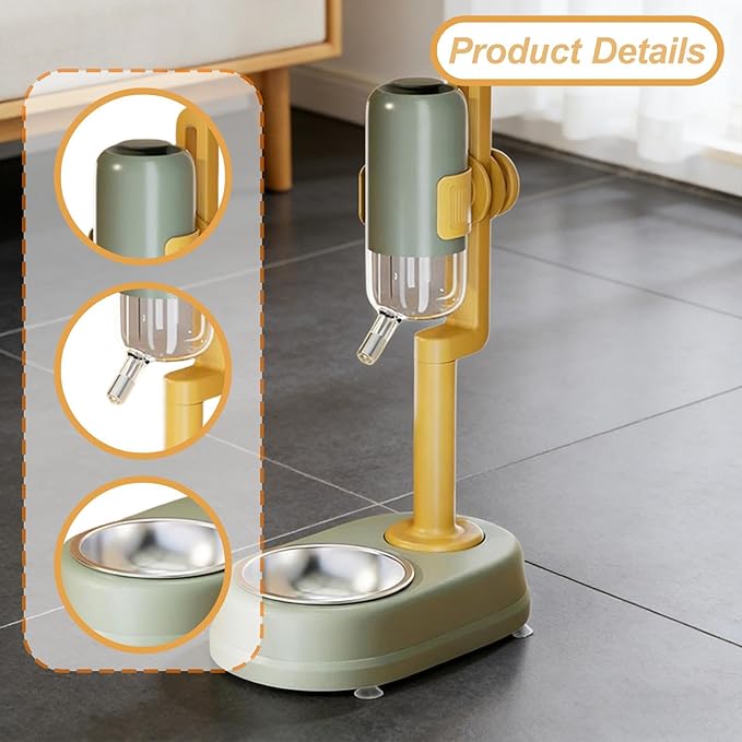 Freestanding Pet Water Dispenser, Automatic Feeder for Dogs and, Green