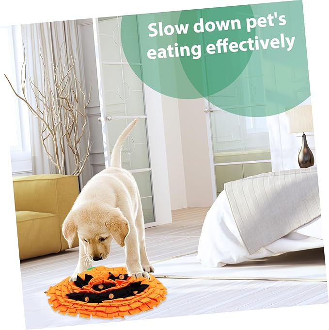 Snuffle Mat for Dogs Pumpkin Shaped Enrichment for Mental Stimulation Soft Polar Fleece Material Compact for All Breeds Safe and Comfortable
