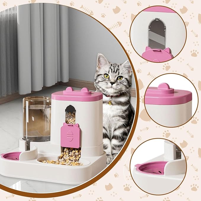 Automatic Pet Feeder and Waterer, 2-in-1 Food and Water Dispenser with 1500ML Food & 700ML Water Capacity for Cats and Small Medium Dogs-