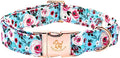 Elegant Pink Floral Print Summer Dog Collar - Cotton, Durable, Metal Buckle for X-Small Dogs