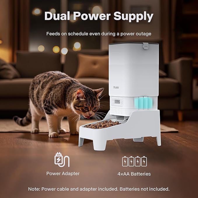 Automatic Dog Feeder with Elevated Stand - 7L Cat Food Dispenser with Large Food Tray, Timed Auto Cat Feeder for Dry Food, 6 Meals Per Day, No-Jam, Freshness Design, Detachable for Easy Clean